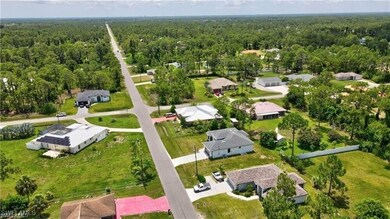 Aerial perspective of suburban area with a heavily