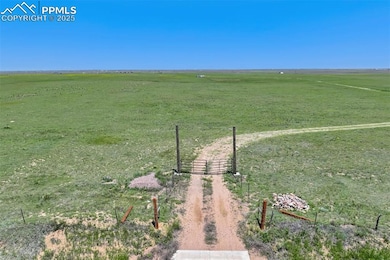View of yard with a view of countryside and a gate