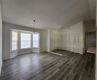 Dining room with bay window on the right
