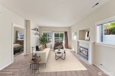 Spacious Living Room with Gas Fireplace.