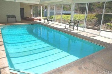 Indoor pool heated by solar panels.
