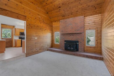Entry into family room with fireplace