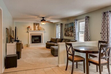 Casual dining on tile floor.