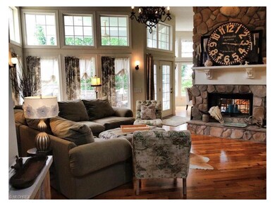 The fireplace is see through, seen in the kitchen 