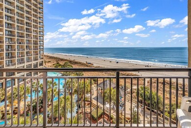 View of water feature with a beach view