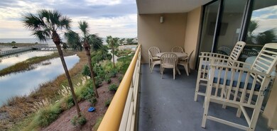 Balcony stretches across living area and primary B