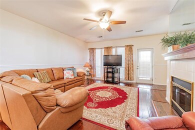 Living room, Gas starter wood burning fireplace.