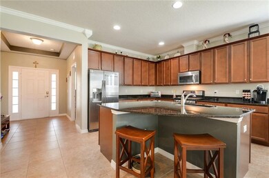 Granite Counters with Pie Shaped Island