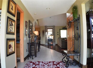 Two story tiled entry.