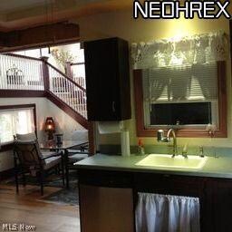 Kitchen overlooking breakfast area.