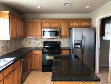 Kitchen with Island and built in microwave