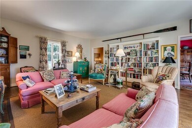 Living Room with custom shelving