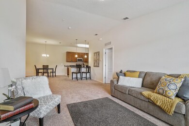 From living room towards kitchen and din