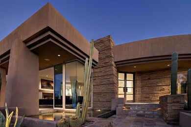 Front entrance with water feature