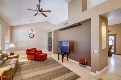Living room with vaulted ceilings