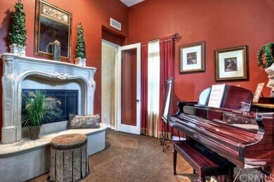 Custom Stone Fireplace Mantel in music room/office