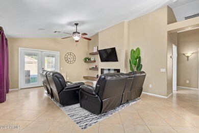 Great room w/ french doors & niche
