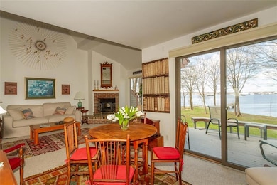 Dining area with views and sliding...