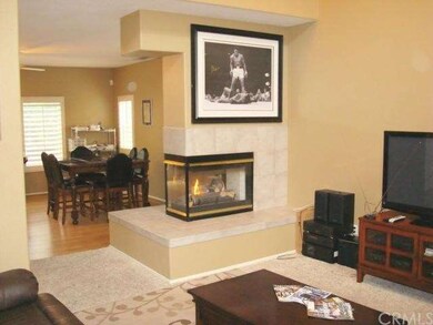 Dual-sided fireplace.