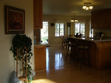 kitchen opens to great room