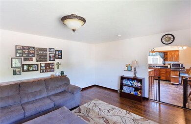 Living room leads right into kitchen/dining room c