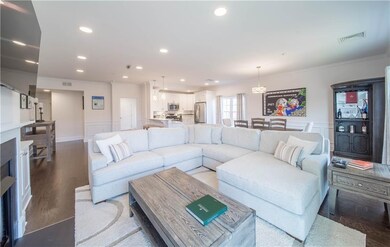 Living room looking into kitchen