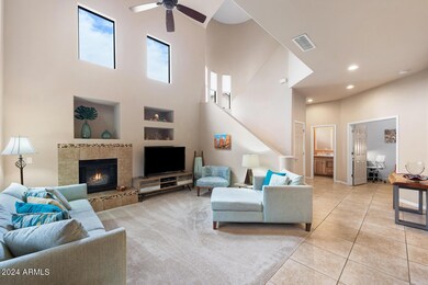 High Ceiling and Gas Fireplace!
