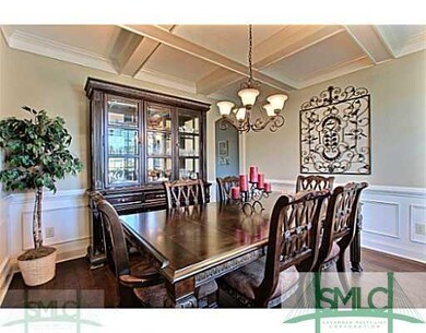 Dining Room. Coffered Ceilings, Wainscoatting, & h
