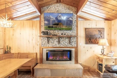 Electric fireplace with rustic accents