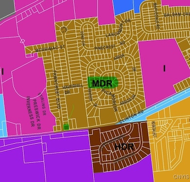 Town of New Hartford zoning map indicates Clinton Rd as MDR zoning