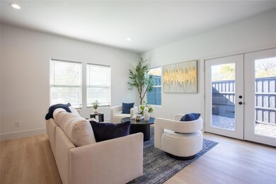 Living room featuring light wood-type flooring and