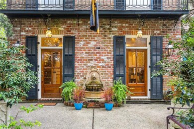 Exterior shutters and gas lanterns