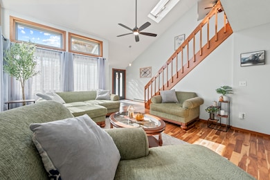 Vaulted Ceiling & Ceiling fan.
