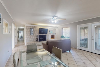 Family room showing doors to breezeway
