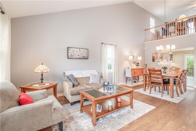 Soft colors throughout ~ cathedral ceilings in the