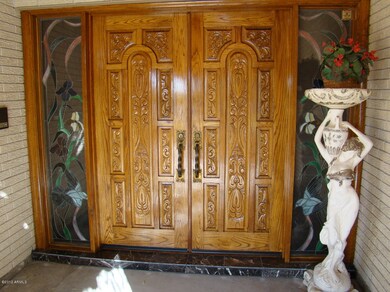 Stained Glass & Oak Front Door Exterior