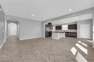 Kitchen with appliances with stainless steel finis