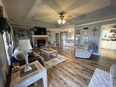 Living Room with Tray Ceiling