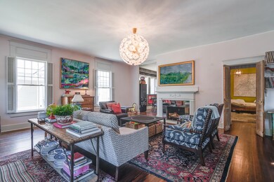 Living room with  hardwood floors, a notable chand