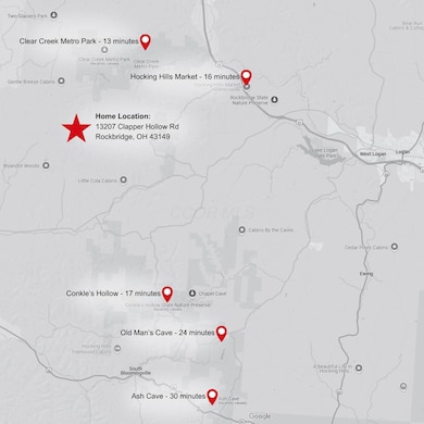 Distance to Hocking Hills Attractions