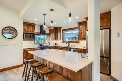 Quartz countertops and copper sink