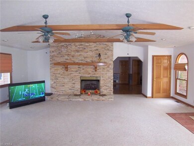 The cathedral ceilings and exposed beams make the 