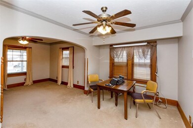 View of dining room and living room.