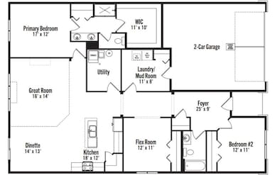 Cedar Floorplan Rendering - home will layout as the mirror image on the lot.