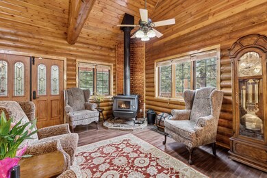 Living room with log beams