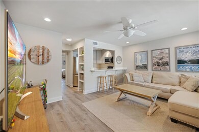 View of living room and kitchen
