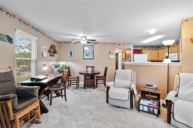 Living/dining room combo offers table space.