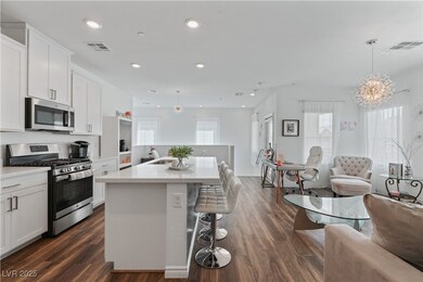 Kitchen with appliances with stainless steel finis