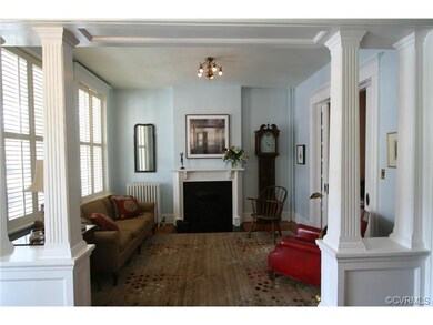 Fluted columns set off the entrance to the Living 