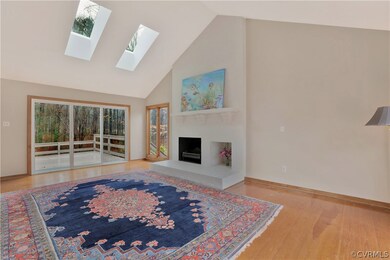 The Great Room has a wood burning brick fireplace.